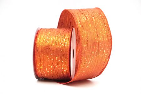 Orange Crinkle Metallic Glitter Wired Ribbon_KF9063GC-54-220