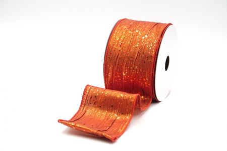 Orange Crinkle Metallic Glitter Wired Ribbon_KF9063GC-54-220