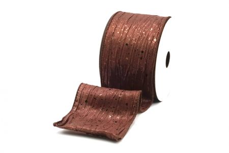 Brown Crinkle Metallic Glitter Wired Ribbon_KF9063GC-58-58