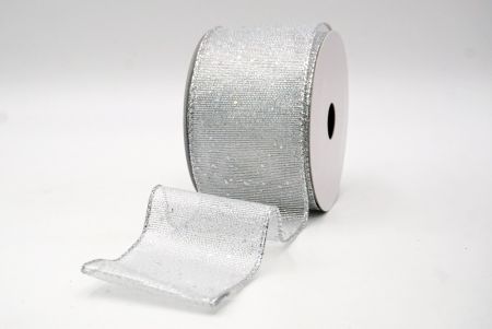 Silver_Metallic Glittery Wired Ribbon_KF9064G-1S