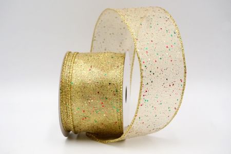 Khaki_Metallic Glittery Wired Ribbon_KF9064G-2