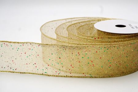 Khaki_Metallic Glittery Wired Ribbon_KF9064G-2