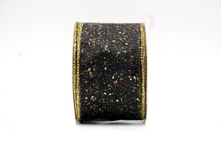 Black/Gold_Metallic Glittery Wired Ribbon_KF9064G-53G