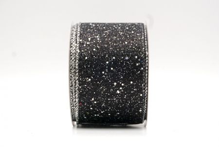 Black/Silver_Metallic Glittery Wired Ribbon_KF9064G-53S