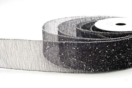 Black/Silver_Metallic Glittery Wired Ribbon_KF9064G-53S