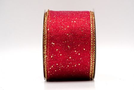 Red/Gold_Metallic Glittery Wired Ribbon_KF9064G-7G