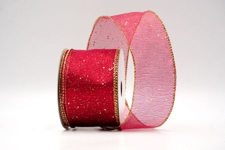 Red/Gold_Metallic Glittery Wired Ribbon_KF9064G-7G