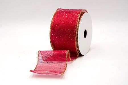 Red/Gold_Metallic Glittery Wired Ribbon_KF9064G-7G