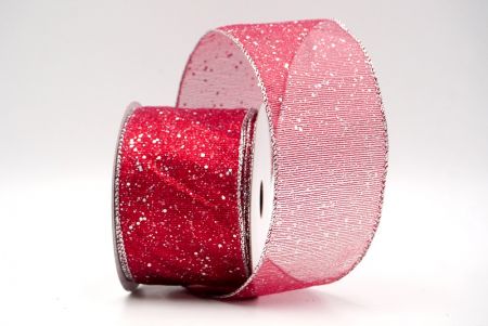 Red/Silver_Metallic Glittery Wired Ribbon_KF9064G-7S