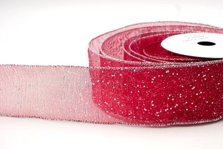 Red/Silver_Metallic Glittery Wired Ribbon_KF9064G-7S