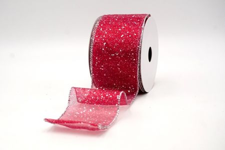 Red/Silver_Metallic Glittery Wired Ribbon_KF9064G-7S