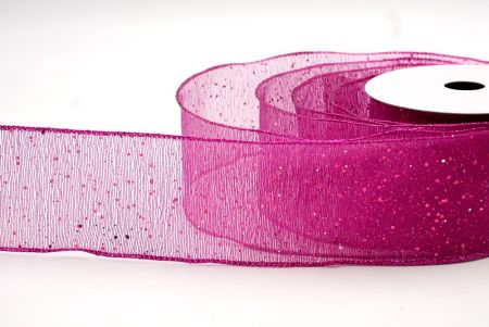 Magenta_Metallic Glittery Wired Ribbon_KF9064GF-40