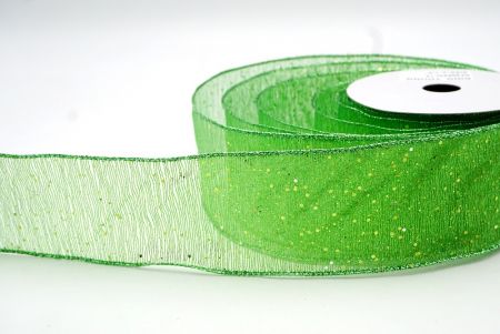 Lt.Green_Metallic Glittery Wired Ribbon_KF9064GI-15