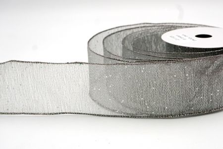 Gray_Metallic Glittery Wired Ribbon_KF9064GL-50