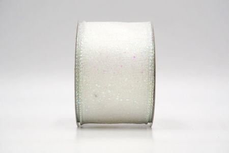 White_Metallic Glittery Wired Ribbon_KF9064GN-1N