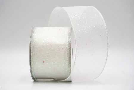 White_Metallic Glittery Wired Ribbon_KF9064GN-1N