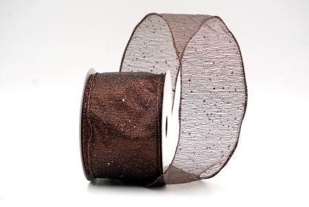 Brown_Metallic Glittery Wired Ribbon_KF9064GO-58