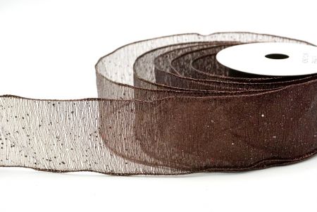 Brown_Metallic Glittery Wired Ribbon_KF9064GO-58