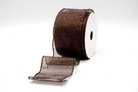 Brown_Metallic Glittery Wired Ribbon_KF9064GO-58