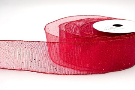 Red_Metallic Glittery Wired Ribbon_KF9064GR-7R