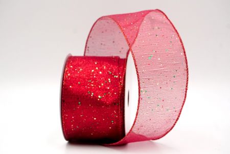 Red_Metallic Glittery Wired Ribbon_KF9064GR-7