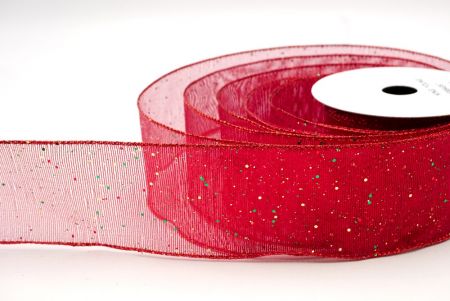 Red_Metallic Glittery Wired Ribbon_KF9064GR-7