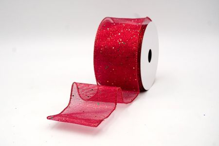 Red_Metallic Glittery Wired Ribbon_KF9064GR-7