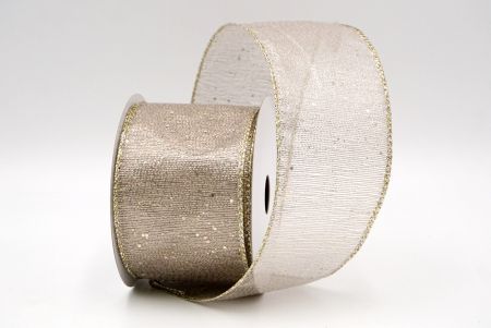 Khaki_Metallic Glittery Wired Ribbon_KF9064GV-13