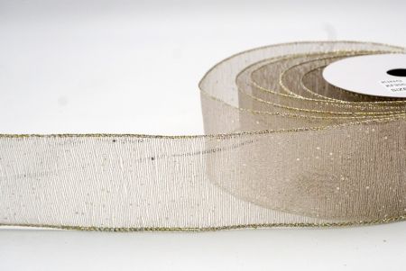 Khaki_Metallic Glittery Wired Ribbon_KF9064GV-13