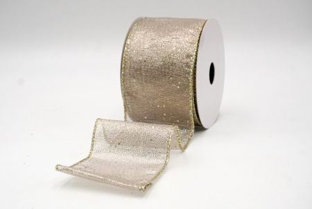 Khaki_Metallic Glittery Wired Ribbon_KF9064GV-13