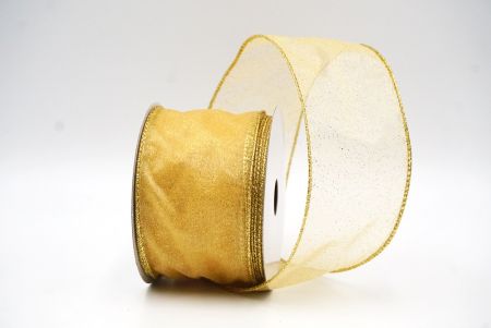 Vaaleanruskea - Keltainen kiiltävä värijauhe langallinen nauha_KF9066G-13