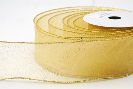 Vaaleanruskea - Keltainen kiiltävä värijauhe langallinen nauha_KF9066G-13