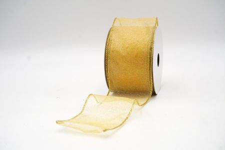 Vaaleanruskea - Keltainen kiiltävä värijauhe langallinen nauha_KF9066G-13