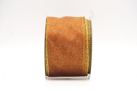 Vaaleanruskea - Kulta kiiltävä värijauhe langallinen nauha_KF9066G-14