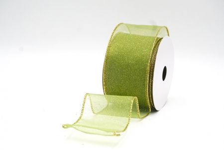 Omenanvihreä - Kulta kiiltävä värijauhe langallinen nauha_KF9066G-15