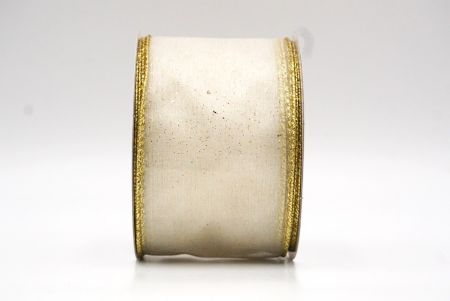 Valkoinen - Kulta kiiltävä värijauhe langallinen nauha_KF9066G-1G