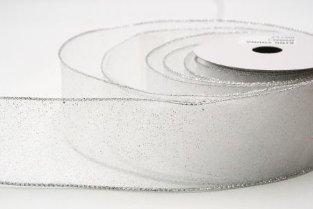 Valkoinen kiiltävä värijauhe langallinen nauha_KF9066G-1