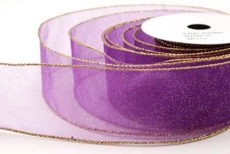 Violetti - Kulta kiiltävä värijauhe langallinen nauha_KF9066G-34