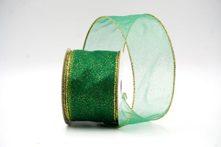 Vihreä - Kulta kiiltävä värijauhe langallinen nauha_KF9066G-3