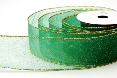 Vihreä - Kulta kiiltävä värijauhe langallinen nauha_KF9066G-3