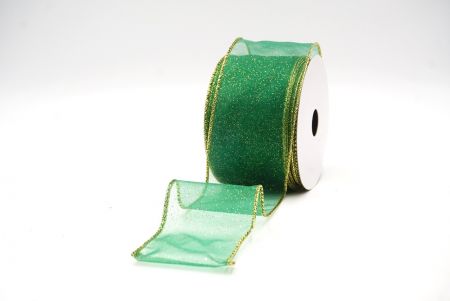 Vihreä - Kulta kiiltävä värijauhe langallinen nauha_KF9066G-3