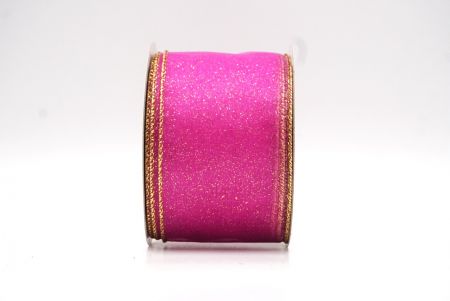 Kuuma vaaleanpunainen - Kulta kiinteä väri kimalle pöly langallinen nauha_KF9066G-40