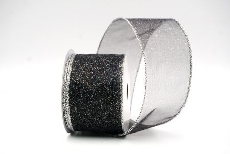 Musta kiinteä väri kimalle pöly langallinen nauha_KF9066G-53