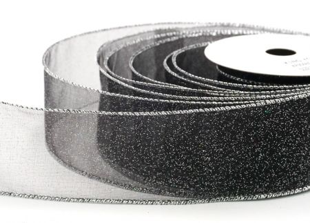 Musta kiinteä väri kimalle pöly langallinen nauha_KF9066G-53