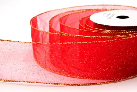 Punainen - Kulta kiiltävä värijauhe langallinen nauha_KF9066G-7G