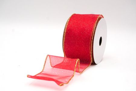 Punainen - Kulta kiiltävä värijauhe langallinen nauha_KF9066G-7G