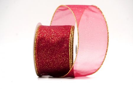 Burgundi - Kulta kiiltävä värijauhe langallinen nauha_KF9066G-8