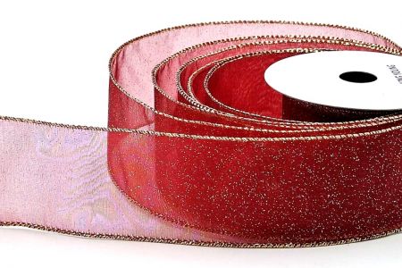 Burgundi - Kulta kiiltävä värijauhe langallinen nauha_KF9066G-8