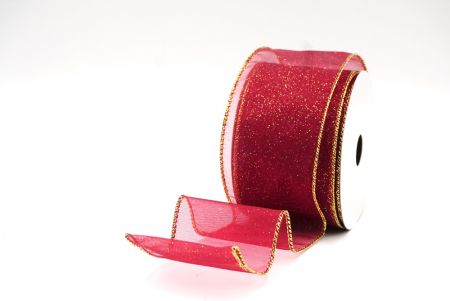 Burgundi - Kulta kiiltävä värijauhe langallinen nauha_KF9066G-8