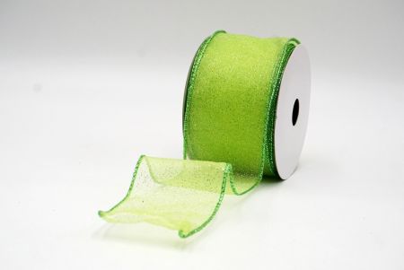 Omenanvihreä kiinteä väri kimalle pöly langallinen nauha_KF9066GI-16